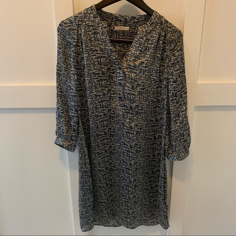 Women’s Anthro Tulle blue patterned shift dress